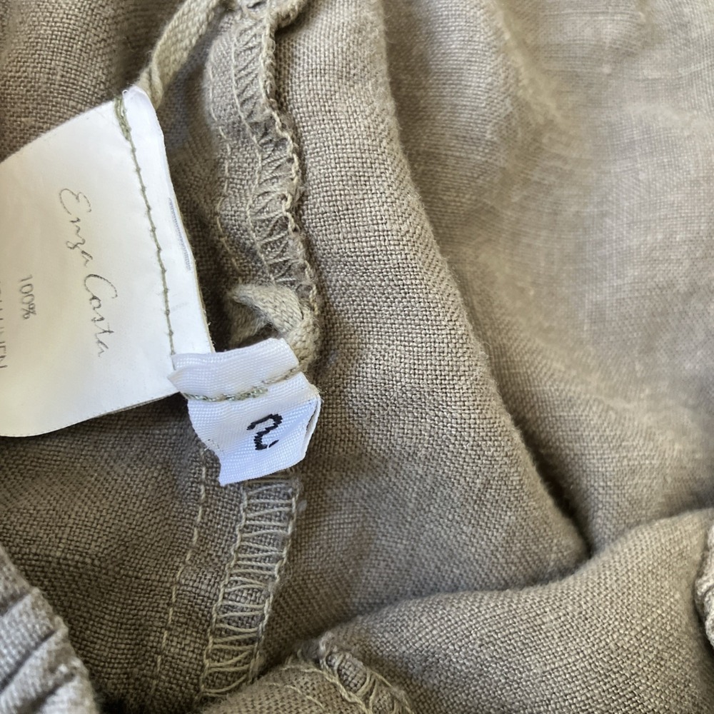 Enza Costa 100% French Linen Pull On Pants Joggers XS Sz2 Lagenlook Boho Coastal - Picture 10 of 10